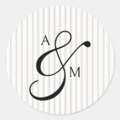 Stripe Monogram Script Ampersand Wedding Ronde Sticker (Voorkant)