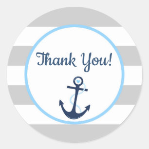 Stripe nautische anker gunst dank u Label Sticker