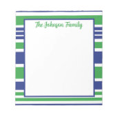 Stripe Navy Blue en Kelly Green Notitieblok (Voorkant)