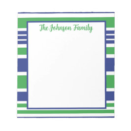 Stripe Navy Blue en Kelly Green Notitieblok