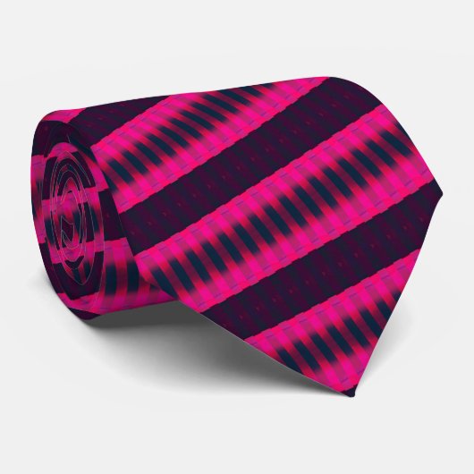 Stripe Paarse Neon Zwarte Stropdas (Opgerold)