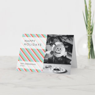 Stripe Patern Moderne kerstfoto voor kleurrijke Feestdagen Kaart