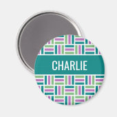 Stripe Patroon, aangepaste naam magneet (Voorkant / Achterkant)