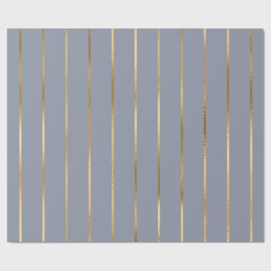 Stripe Patroon Blue Gold Cadeaupapier (Vlak)