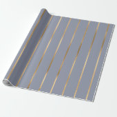 Stripe Patroon Blue Gold Cadeaupapier (Uitgerold)