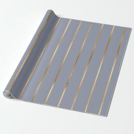 Stripe Patroon Blue Gold Cadeaupapier