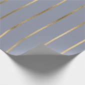 Stripe Patroon Blue Gold Cadeaupapier (Hoek)