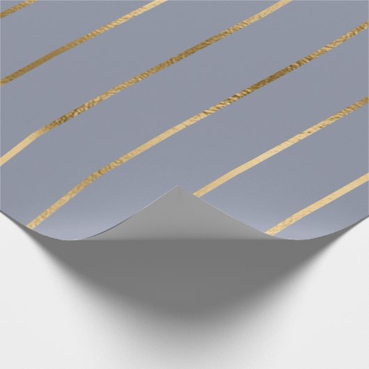 Stripe Patroon Blue Gold Cadeaupapier (Hoek)