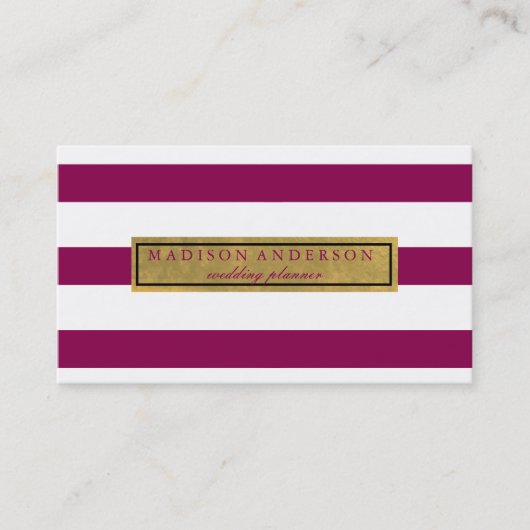 Stripe Patroon Glamoureus Event Planner Visitekaartje (Voorkant)