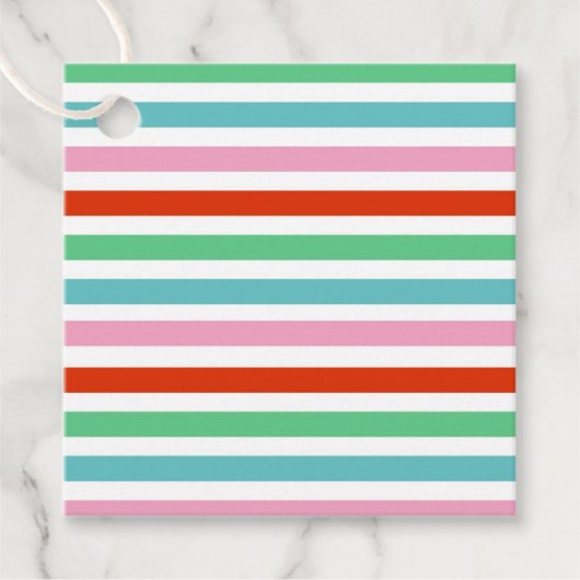 Stripe patroon | Moderne kleurrijke kerstkaf Bedankjes Labels (Voorkant)