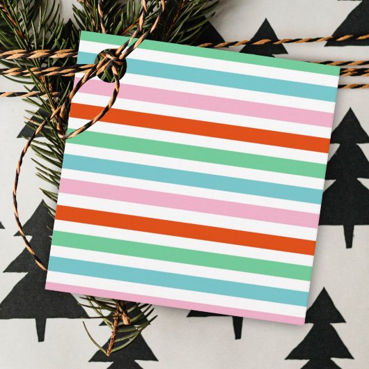 Stripe patroon | Moderne kleurrijke kerstkaf Bedankjes Labels