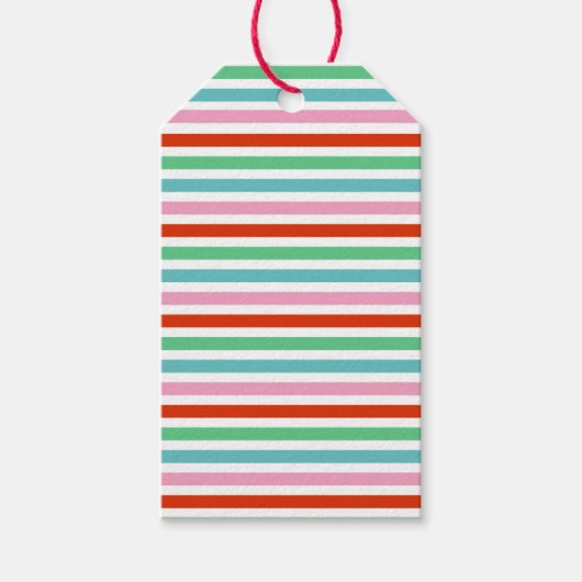 Stripe patroon | Moderne kleurrijke kerstkaf Cadeaulabel (Voorkant)