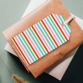 Stripe patroon | Moderne kleurrijke kerstkaf Cadeaulabel