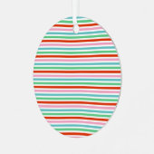 Stripe patroon | Moderne kleurrijke kerstkaf Metalen Ornament (Voorkant links)