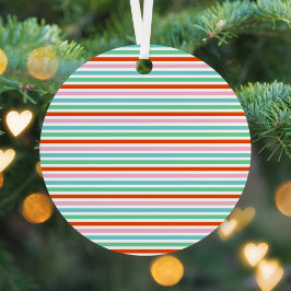 Stripe patroon | Moderne kleurrijke kerstkaf Metalen Ornament