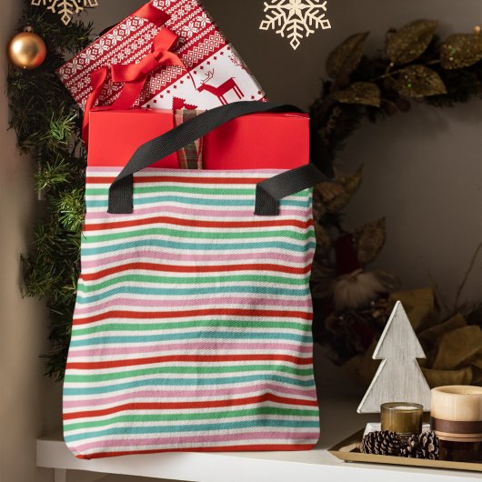 Stripe patroon | Moderne kleurrijke kerstkaf Tote Bag