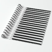 Stripe Pattern Black White, uniek Abstract stijlvo Cadeaupapier (Uitgerold)