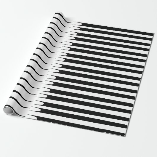 Stripe Pattern Black White, uniek Abstract stijlvo Cadeaupapier (Uitgerold)