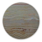 Stripe Pattern Earth Tone Onyx Poled Stone Keramische Knop (Voorkant)