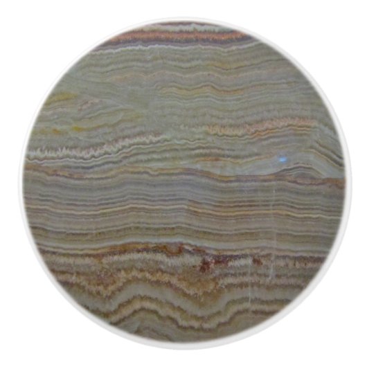 Stripe Pattern Earth Tone Onyx Poled Stone Keramische Knop (Voorkant)