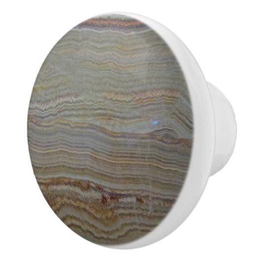 Stripe Pattern Earth Tone Onyx Poled Stone Keramische Knop (Rechts)