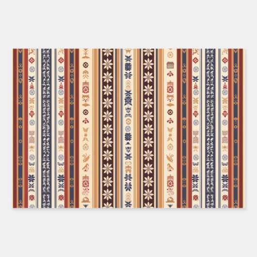  Stripe Patterns Kerst Inpakpapier Vel (Voorkant)