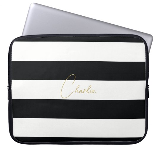 Stripe persoonlijke scriptnaam van Hoesje voor lap Laptop Sleeve (Voorkant)