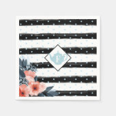 Stripe Polka Dot  Bloemen Tea Party Monogram Servet (Voorkant)