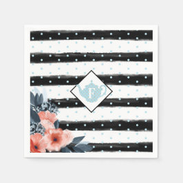 Stripe Polka Dot  Bloemen Tea Party Monogram Servet