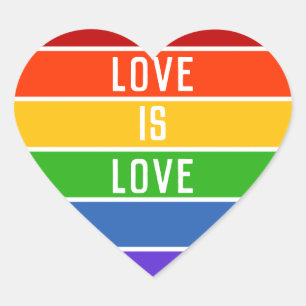 Stripe Rainbow White Love is een liefdesverhaal Hart Sticker
