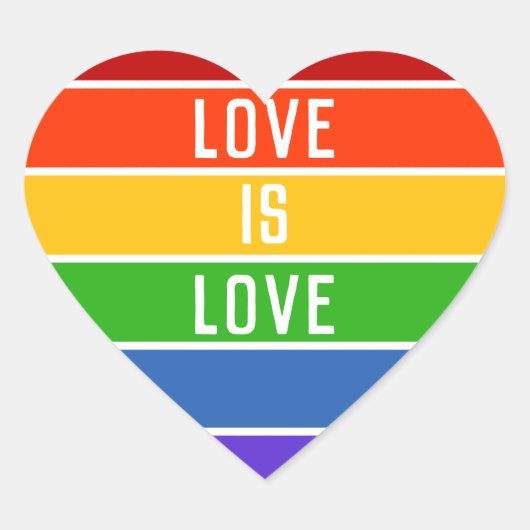 Stripe Rainbow White Love is een liefdesverhaal Hart Sticker (Voorkant)
