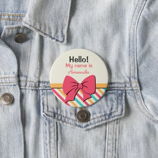 Stripe Ribbon en Bows Hallo Mijn naam is Button (In situ)
