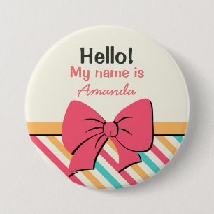 Stripe Ribbon en Bows Hallo Mijn naam is Button