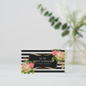 Stripe Roos Flower Gold Lijst Visitekaartje (Staand voorkant)