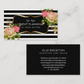 Stripe Roos Flower Gold Lijst Visitekaartje (Voorkant / Achterkant)