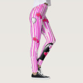 Stripe roze harten Lipstick Leggings (Rechts)