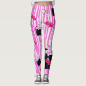 Stripe roze harten Lipstick Leggings (Voorkant)