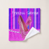 Stripe Roze Heels Princess Bathroom Bad Handdoek (Wasdoekje)