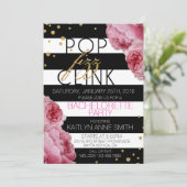 Stripe Rozen en Glitter Stippen Bachelorette Party Kaart (Staand voorkant)