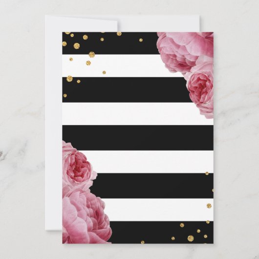 Stripe Rozen en Glitter Stippen Bachelorette Party Kaart (Achterkant)