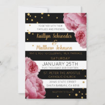 Stripe Rozen en Glitter Stippen Modern Wedding