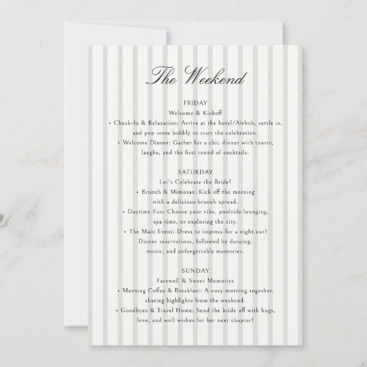  Stripe Sage Bachelorette Party Weekend Kaart (Achterkant)