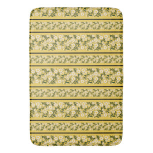 Stripe sierlijke bloemen citroen gele achtergrond badmat