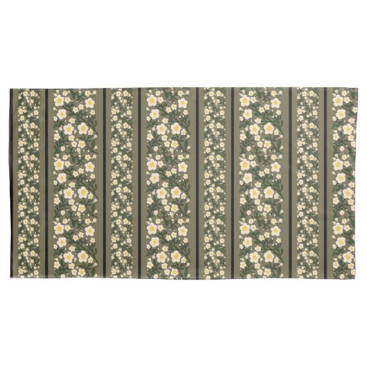 Stripe sierlijke bloemen stoffige fawn achtergrond kussensloop (Voorkant-Links)