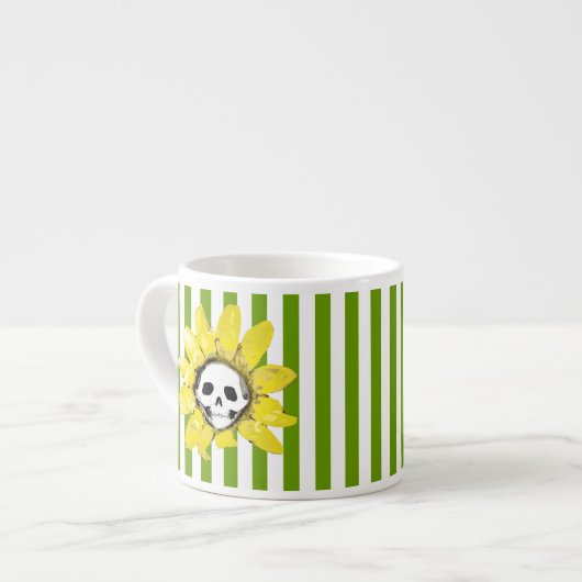 STRIPE Skull Sunflower Tiny Tea Cup Espresso Kop (Links)