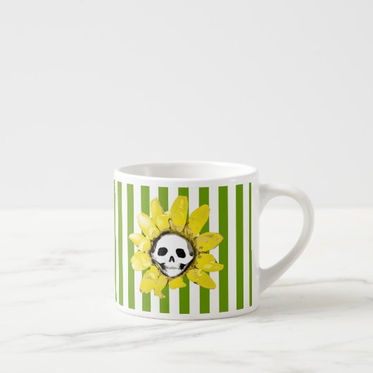 STRIPE Skull Sunflower Tiny Tea Cup Espresso Kop (Rechts)