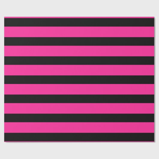 Stripe strips voor hot-roze en zwarte Mode Cadeaupapier (Vlak)