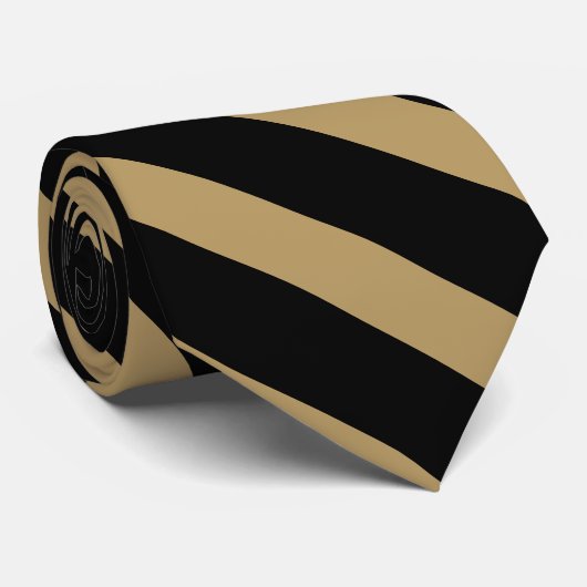Stripe Stropdas van Black and Classic Gold Univers (Opgerold)