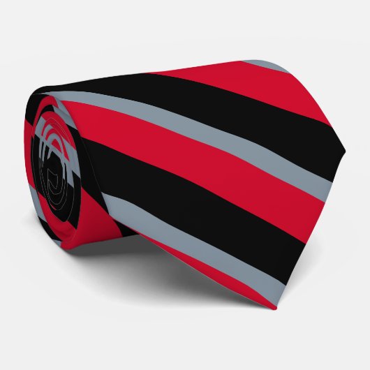 Stripe Stropdas van Black Grey en Red University (Opgerold)