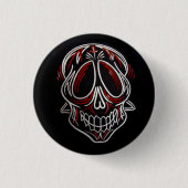Stripe Sugar Skull Ronde Button 3,2 Cm (Voorkant)